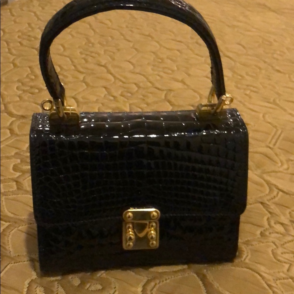 Leather evening bag black made in Italy